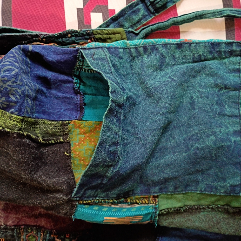 Patchwork Multicolor Boho Halter Jumpsuit in Blue… - image 16